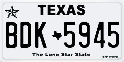 TX license plate BDK5945
