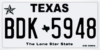TX license plate BDK5948