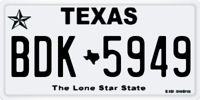 TX license plate BDK5949