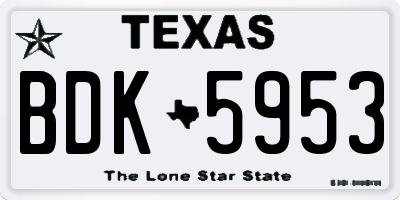 TX license plate BDK5953