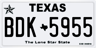 TX license plate BDK5955