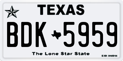 TX license plate BDK5959