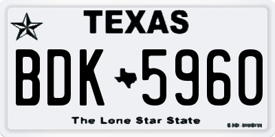 TX license plate BDK5960