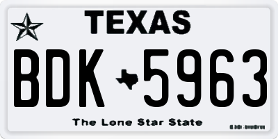 TX license plate BDK5963