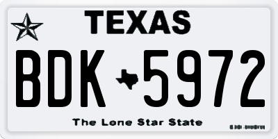 TX license plate BDK5972