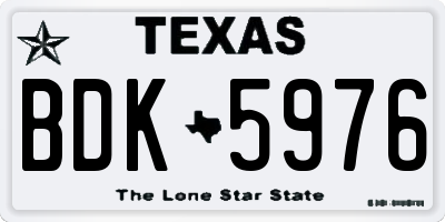 TX license plate BDK5976