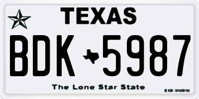 TX license plate BDK5987