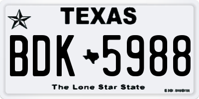 TX license plate BDK5988