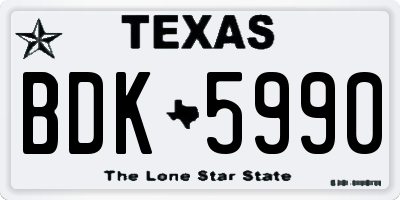 TX license plate BDK5990