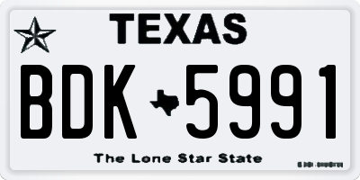 TX license plate BDK5991