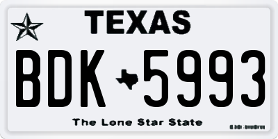 TX license plate BDK5993
