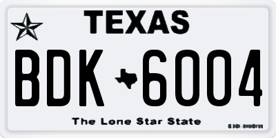TX license plate BDK6004