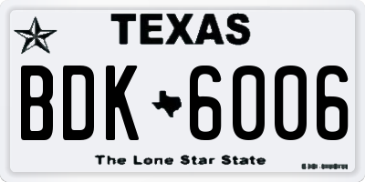 TX license plate BDK6006