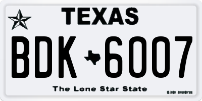 TX license plate BDK6007