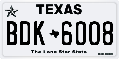 TX license plate BDK6008