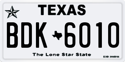 TX license plate BDK6010