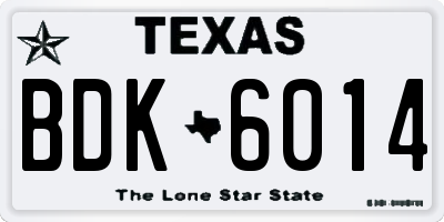 TX license plate BDK6014