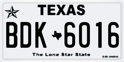 TX license plate BDK6016