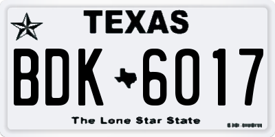 TX license plate BDK6017