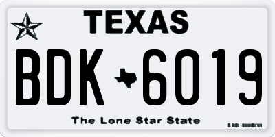 TX license plate BDK6019