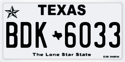 TX license plate BDK6033