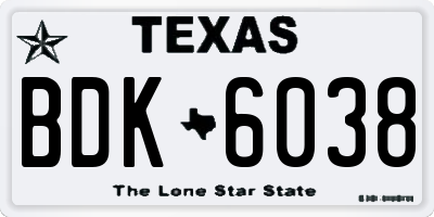 TX license plate BDK6038