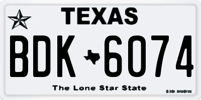 TX license plate BDK6074