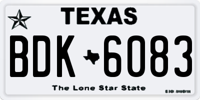 TX license plate BDK6083