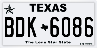 TX license plate BDK6086