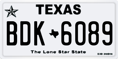 TX license plate BDK6089