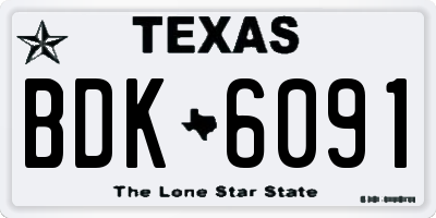 TX license plate BDK6091