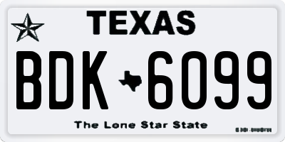 TX license plate BDK6099