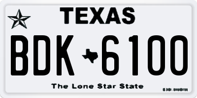 TX license plate BDK6100