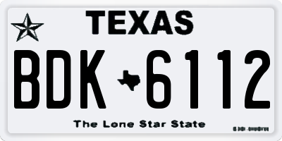 TX license plate BDK6112