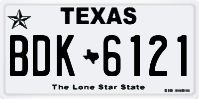 TX license plate BDK6121