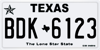 TX license plate BDK6123