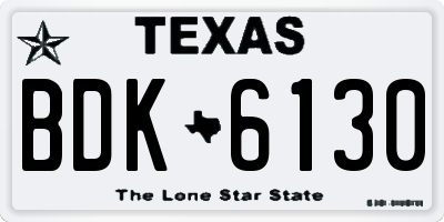 TX license plate BDK6130