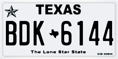 TX license plate BDK6144