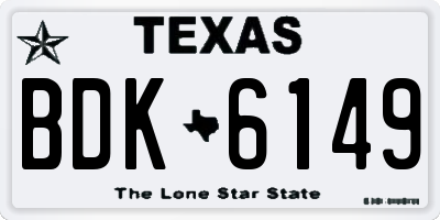 TX license plate BDK6149