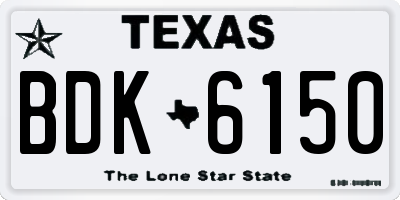 TX license plate BDK6150