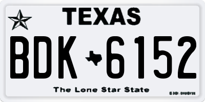 TX license plate BDK6152