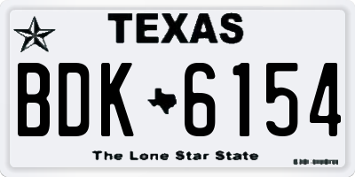 TX license plate BDK6154