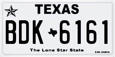 TX license plate BDK6161