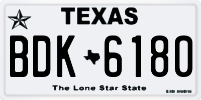 TX license plate BDK6180