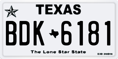 TX license plate BDK6181
