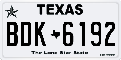 TX license plate BDK6192