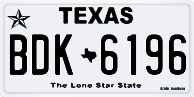 TX license plate BDK6196