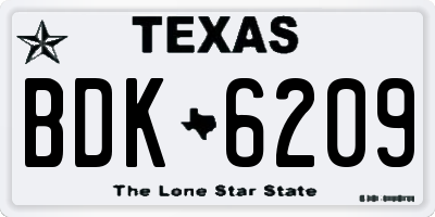 TX license plate BDK6209