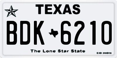 TX license plate BDK6210