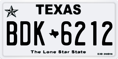 TX license plate BDK6212